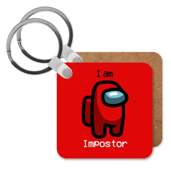 Among US i am impostor, Μπρελόκ Ξύλινο τετράγωνο MDF