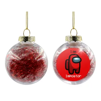 Among US i am impostor, Transparent Christmas tree ball ornament with red filling 8cm
