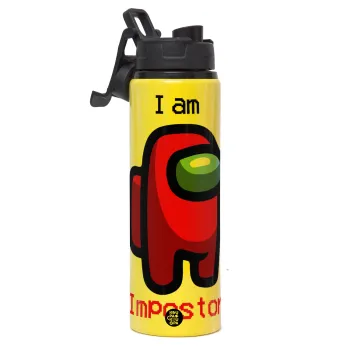 Among US i am impostor, Μεταλλικό παγούρι νερού με καπάκι ασφαλείας, αλουμινίου 850ml