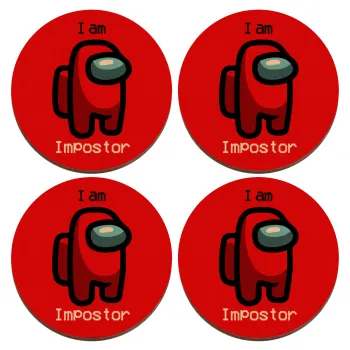 Among US i am impostor, ΣΕΤ x4 Σουβέρ ξύλινα στρογγυλά plywood (9cm)