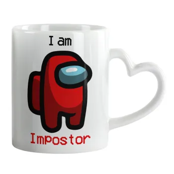 Among US i am impostor, Mug heart handle, ceramic, 330ml