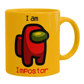 Among US i am impostor, Κούπα, κεραμική κίτρινη, 330ml