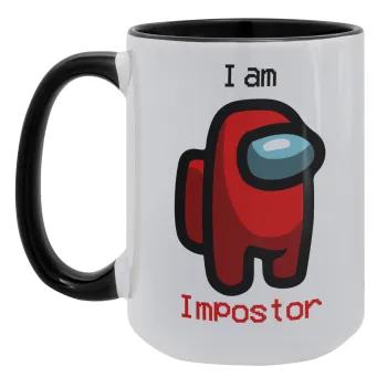 Among US i am impostor, Κούπα Mega 15oz, κεραμική Μαύρη, 450ml