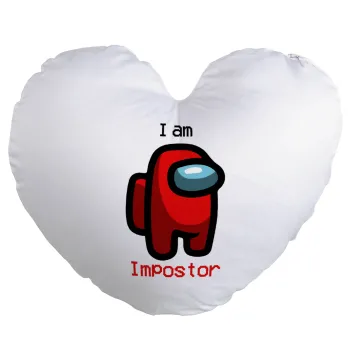 Among US i am impostor, Μαξιλάρι καναπέ καρδιά 40x40cm περιέχεται το  γέμισμα