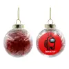 Transparent Christmas tree ball ornament with red filling 8cm