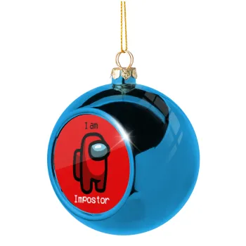 Among US i am impostor, Blue Christmas tree ball ornament 8cm