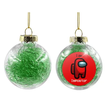 Among US i am impostor, Transparent Christmas tree ball ornament with green filling 8cm
