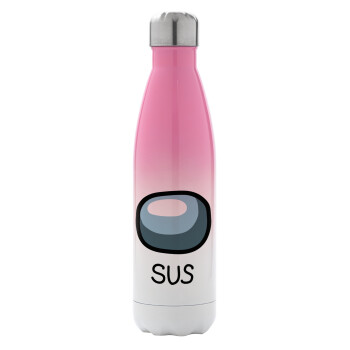 Among US SUS!!!, Metal mug thermos Pink/White (Stainless steel), double wall, 500ml