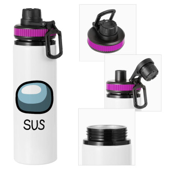 Among US SUS!!!, Metallic water bottle with safety lid, 850ml aluminum