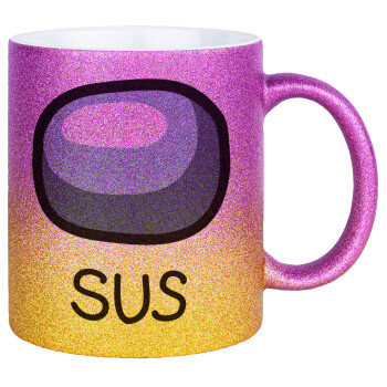 Among US SUS!!!, Κούπα Χρυσή/Ροζ Glitter, κεραμική, 330ml