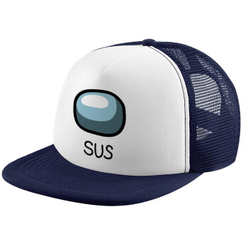 Among US SUS!!!, Καπέλο Ενηλίκων Soft Trucker με Δίχτυ Dark Blue/White (POLYESTER, ΕΝΗΛΙΚΩΝ, UNISEX, ONE SIZE)