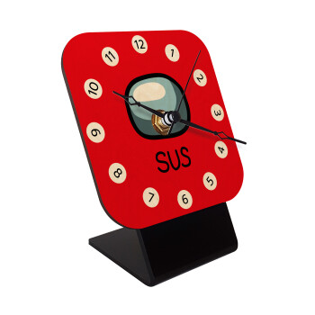 Among US SUS!!!, Quartz Table clock in natural wood (10cm)