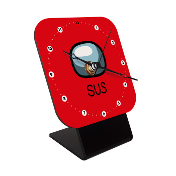 Among US SUS!!!, Quartz Wooden table clock with hands (10cm)