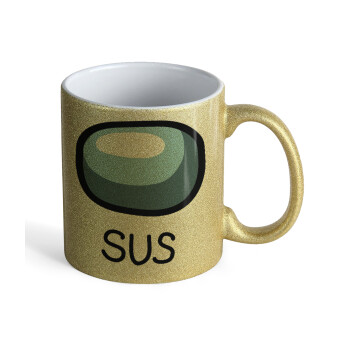 Among US SUS!!!, Κούπα Χρυσή Glitter που γυαλίζει, κεραμική, 330ml