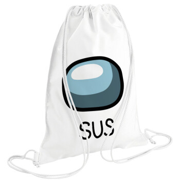 Among US SUS!!!, Backpack pouch GYMBAG white (28x40cm)