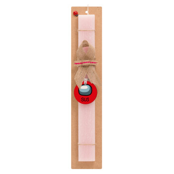 Among US SUS!!!, Easter Set, wooden keychain & scented flat Easter candle (30cm) (PINK)