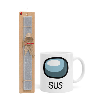 Among US SUS!!!, Easter Set, Ceramic Cup (330ml) & Easter aromatic flat candle (30cm) (GRAY)
