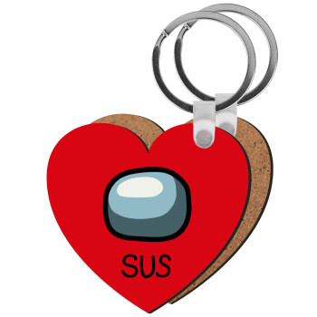 Among US SUS!!!, Μπρελόκ Ξύλινο καρδιά MDF