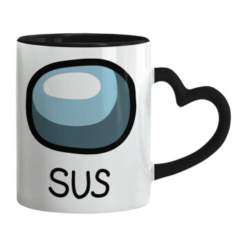 Among US SUS!!!, Mug heart black handle, ceramic, 330ml