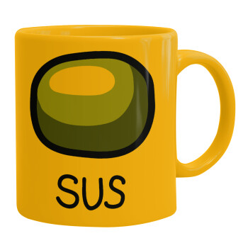 Among US SUS!!!, Ceramic coffee mug yellow, 330ml