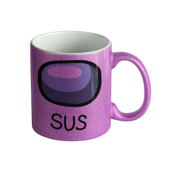 Among US SUS!!!, Κούπα Μωβ Glitter που γυαλίζει, κεραμική, 330ml