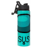 Metallic water bottle with safety lid, 850ml aluminum
