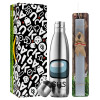 Easter Set, metallic stainless thermos flask (500ml) & scented flat Easter candle (30cm) (GRAY)