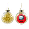 Transparent Christmas tree ball ornament with gold filling 8cm