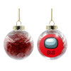 Transparent Christmas tree ball ornament with red filling 8cm