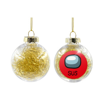 Among US SUS!!!, Transparent Christmas tree ball ornament with gold filling 8cm