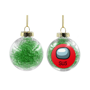 Among US SUS!!!, Χριστουγεννιάτικη μπάλα δένδρου διάφανη με πράσινο γέμισμα 8cm