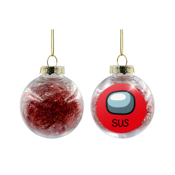 Among US SUS!!!, Χριστουγεννιάτικη μπάλα δένδρου διάφανη με κόκκινο γέμισμα 8cm
