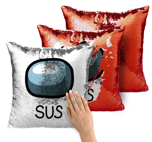 Among US SUS!!! — Magic sofa cushion with red sequins, 40x40cm, filling included