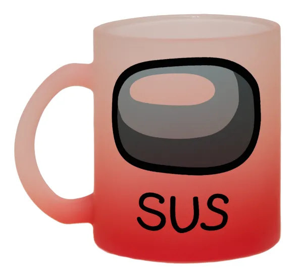 Among US SUS!!! — Two-tone glass mug with matte red base, 330ml