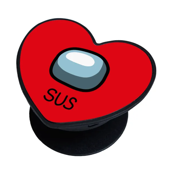 Among US SUS!!! — Phone holder stand, heart, black, hand grip for mobile phones