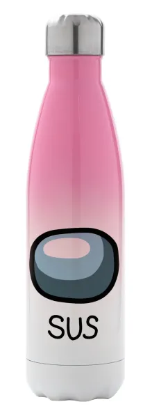 Among US SUS!!! — Metal mug thermos Pink/White (Stainless steel), double wall, 500ml