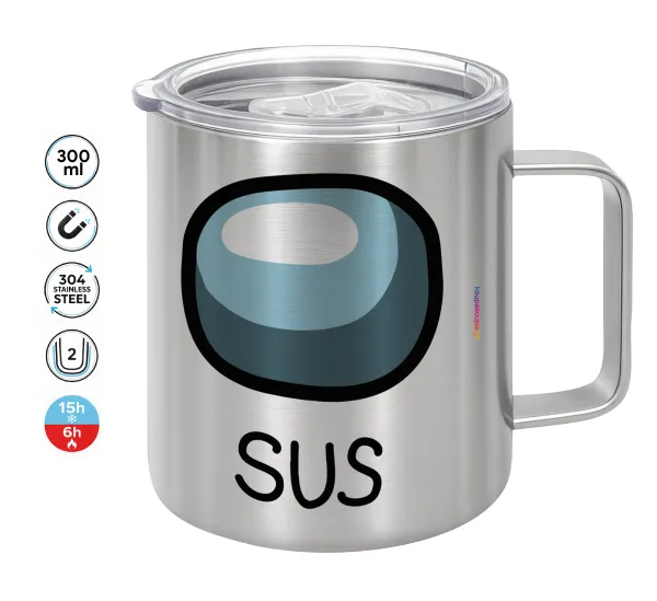Among US SUS!!! — Double-walled stainless steel mug 300ml with temperature-retaining lid