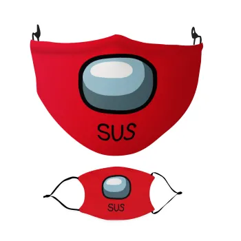 Among US SUS!!!, Μάσκα υφασμάτινη Ενηλίκων πολλαπλών στρώσεων με υποδοχή φίλτρου