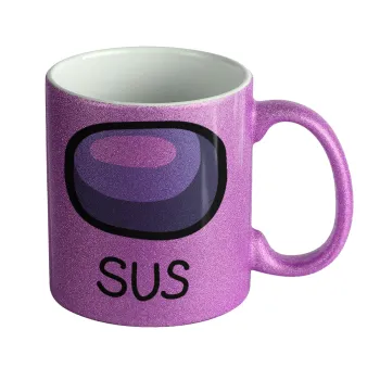 Among US SUS!!!, Κούπα Μωβ Glitter που γυαλίζει, κεραμική, 330ml