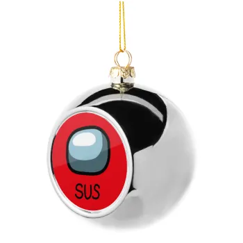 Among US SUS!!!, Silver 8cm Christmas tree ball ornament
