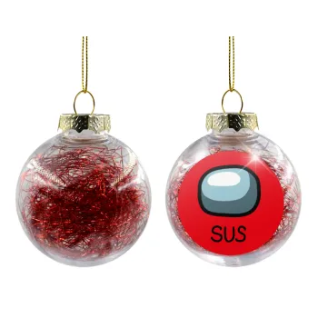 Among US SUS!!!, Transparent Christmas tree ball ornament with red filling 8cm