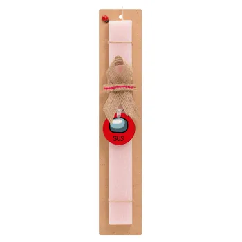 Among US SUS!!!, Easter Set, wooden keychain & scented flat Easter candle (30cm) (PINK)