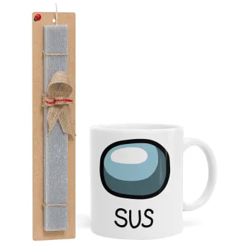 Among US SUS!!!, Easter Set, Ceramic Cup (330ml) & Easter aromatic flat candle (30cm) (GRAY)