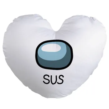 Among US SUS!!!, Μαξιλάρι καναπέ καρδιά 40x40cm περιέχεται το  γέμισμα