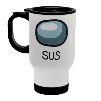 Among US SUS!!!, Stainless steel travel mug with lid, double wall white 450ml