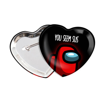 Among US, you seem sus, Κονκάρδα παραμάνα καρδιά (57x52mm)