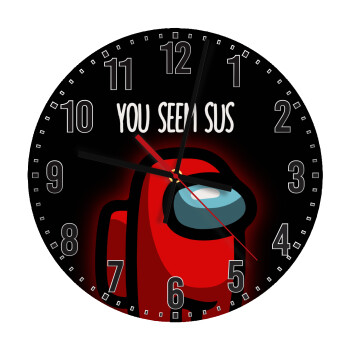 Among US, you seem sus, Ρολόι τοίχου ξύλινο (30cm)