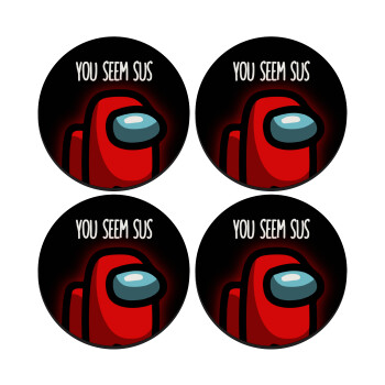 Among US, you seem sus, SET of 4 round wooden coasters (9cm)