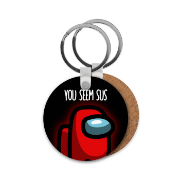 Among US, you seem sus, Μπρελόκ Ξύλινο στρογγυλό MDF Φ5cm