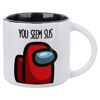 Among US, you seem sus, Κούπα κεραμική 400ml Λευκή/Μαύρη